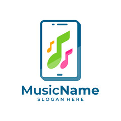 Wall Mural - Music Phone Logo Vector Icon Illustration. Phone Music logo design template