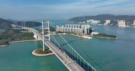 Wall Mural - Tsing Ma bridge in Hong Kong city