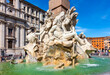 Fountain of Four Rivers (Fontana dei Quattro Fiumi) on Navona square in Rome, Italy