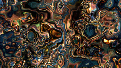 Sticker - Abstract blue and brown colorful marble, mix liquid color texture. Modern background