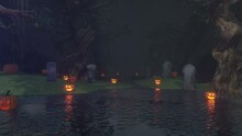 Happy Swamp Halloween Tomb Night Background (Loop)