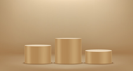Poster - Golden room with empty podium. 3d vector showcase with copy space