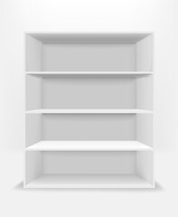 Poster - Empty white clean show case in bright interior