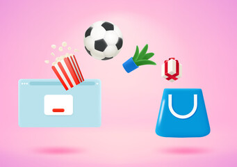 Poster - Making purchase in online shop. 3d vector illustration
