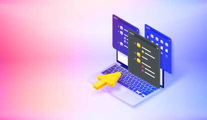 Poster - Searching information шт internet. 3d vector banner with copy space