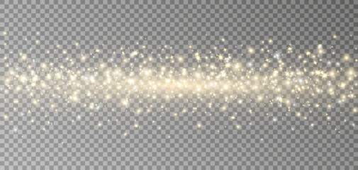 Wall Mural - glitter golden light and stars border. sparkle gold bokeh. shine luxury background. christmas holida
