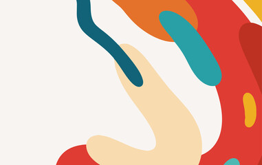 Poster - Abstract fluid background pattern in colorful shape design. Modern retro design style for poster, flyer, wallpaper and copy space