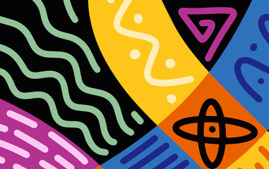 Poster - Abstract trendy background design in ethnic style. Retro modern illustration outline stroke pattern