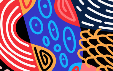 Aufkleber - Abstract trendy background design in ethnic style. Retro modern illustration outline stroke pattern