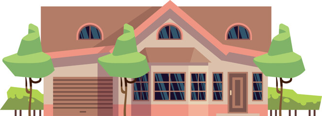 Sticker - Suburban house icon. Town cottage. Village villa