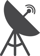 Satellite Dish Antenna Black Icon. Communication Symbol