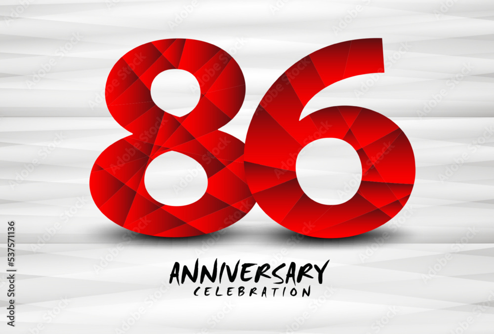 86 Year Anniversary Celebration Logo red polygon vector, 86 Number ...