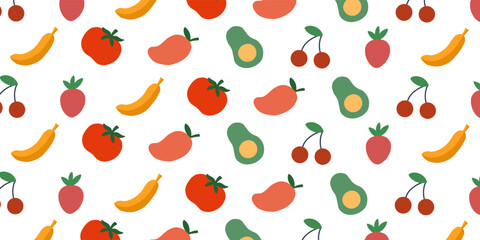 Poster - Tropical fruit pattern illustration in cute and simple for background design