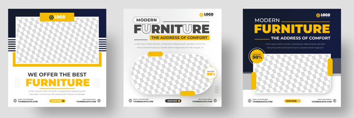 modern furniture promotion social media post banner design . big sale furniture social media post ba
