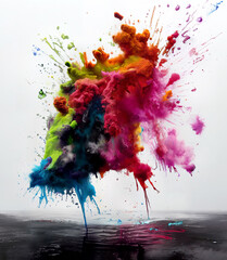 Poster - colorful ink explosion, burst of colors and texture. render