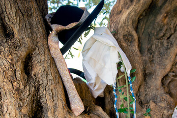 Concept of ultra-Orthodox Jewish clothes, a hat, a tsitzat, a tie
prayer clothing, Tallit Katans,White Prayer Shawl - Tallit, jewish religious symbo l,religion Prayer Shawl - Tallit, Prayer 