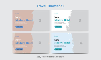 Wall Mural - Travel tour video thumbnail design hotel tourism marketing service video thumbnail