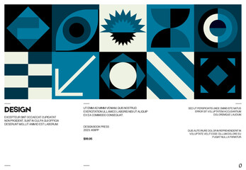 Aufkleber - swiss poster design template layout with clean typography and minimal vector pattern with colorful a