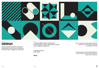 Poster - Swiss poster design template layout with clean typography and minimal vector pattern with colorful abstract geometric shapes. Bold form graphic design, useful for album print,website header,web banner