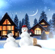 © Aleksandr - snowman on snowy field in forest Christmas winter background copy space template greetings holiday card
