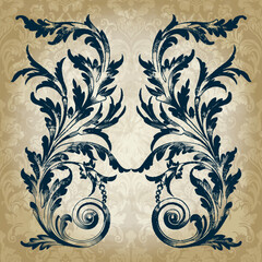 Wall Mural - Vintage baroque ornament, corner.  Vector.