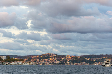 Wall Mural - Bosphorus in the evening in autumn. Istanbul Turkey. September 12 2022.