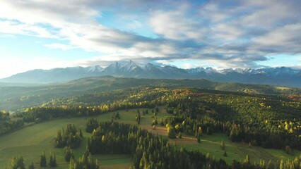 Wall Mural - panorama of the autumn mountains - aerial view