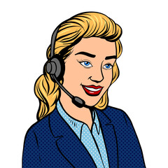 Tech support girl pop art PNG illustration with transparent background