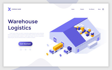 Wall Mural - Modern Isometric Vector Landing Page Template