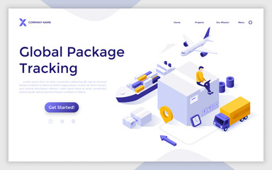 Modern Isometric Vector Landing Page Template