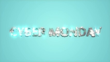 Poster - bright electric light shining blue cybernetic text CYBER MONDAY - loop video