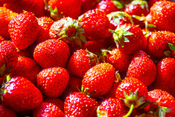 Wall Mural - closeup strawberry, fruits background texture