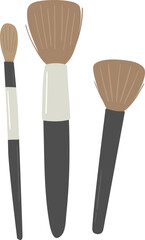 Set of professional makeup brushes. Fashion accessory for cosmetics vector illustration