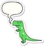 Fototapeta Dinusie - cartoon dinosaur with speech bubble sticker