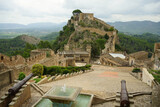 Fototapeta Nowy Jork - Xativa medieval castle and a fountain and two cannons