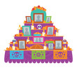 Isolated mexican altar with skulls and photos Vector illustration