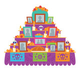 Fototapeta Dinusie - Isolated mexican altar with skulls and photos Vector illustration
