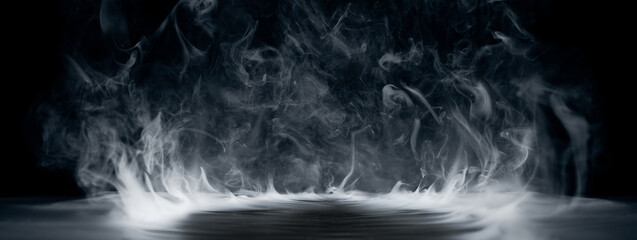 Wall Mural - real smoke exploding outwards with empty center. dramatic smoke or fog effect for spooky halloween b