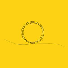 Wall Mural - continuous one line drawing of black circle. round frame sketch outline on white background. doodle 