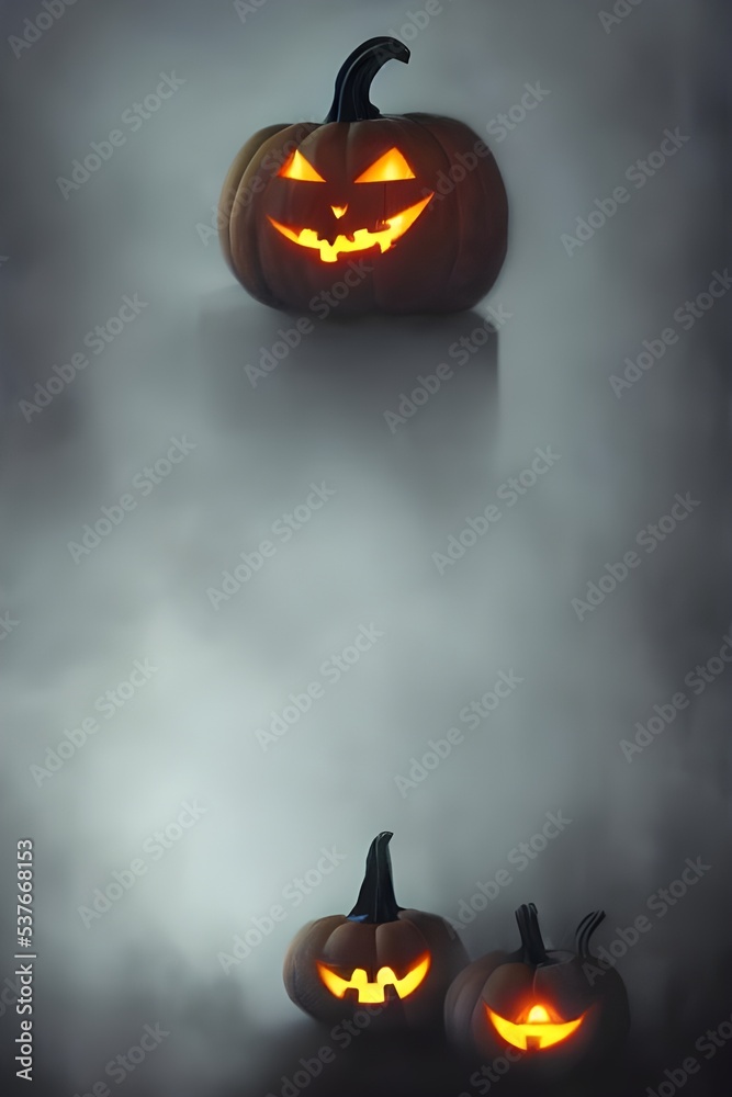 In the picture, there are three Jack-o'-lanterns with candles inside ...