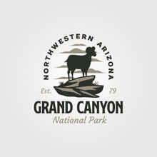 Grand Canyon National Park Logo With Mountain Goat Symbol Illustration Design