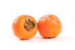Ripe persimmon fruit isolated on white background..Close up of fresh kaki