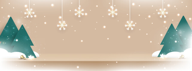 Abstract scene background with Christmas elements. Space for product display. Vector illustration.