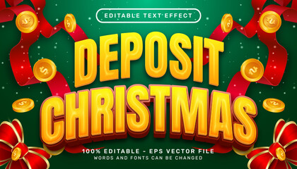 Poster - deposit christmas 3d text effect and editable text effect with christmas background	