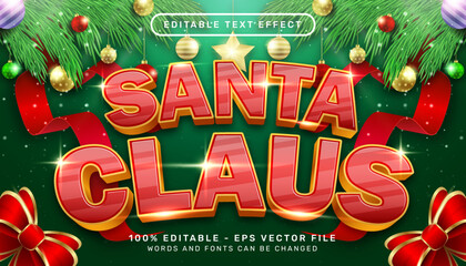 Poster - santa claus 3d text effect and editable text effect with christmas background