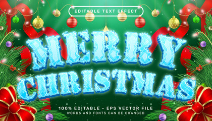 Poster - christmas 3d text effect and editable text effect with christmas background