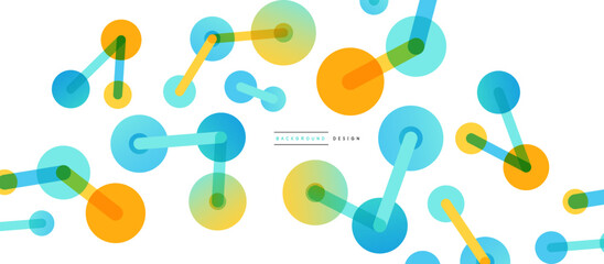 Poster - Line points connections geometric abstract background. Circles connected by lines. Trendy techno business template for wallpaper, banner, background or landing