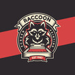 raccoon screen printing logo character illustration for t-shirt company and printing