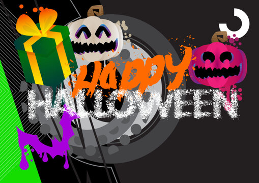 Happy Halloween. Graffiti tag. Abstract modern street art decoration performed in urban painting style.