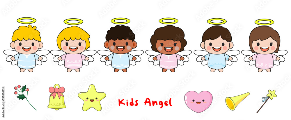 Kids Angel Filled Clipart, children Angel Stock Vector | Adobe Stock